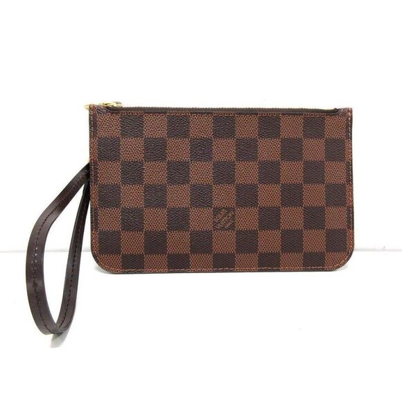 LOUIS VUITTON - Ebene Monogram Pouch Damier Neverfull Wristlet Clutch - Picture 1 of 5